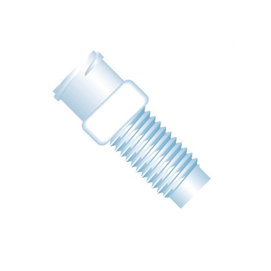 Upchurch Scientific Luer Adapter, Female Luer to Male 1/4-28 Flat-Bottom Threads, 1.3 mm Thru-hole, Polypropylene, Single - P-618 - Click Image to Close